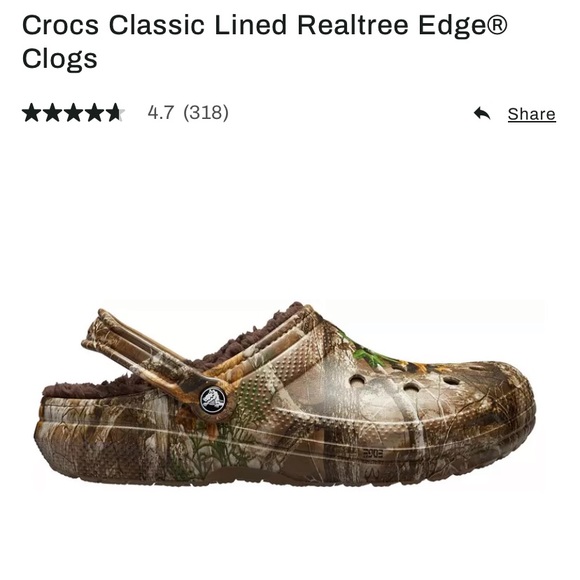 CROCS REALTREE EDGE LINED CLOGS ( W7 OR M5 ) IN CHOCOLATE / CAMOUFLAGE - Picture 4 of 8